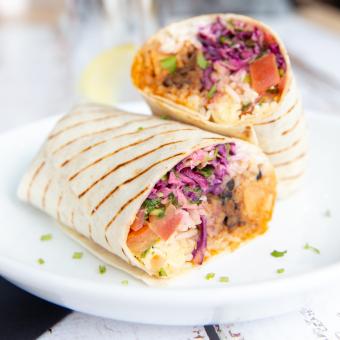 Burrito cut in half